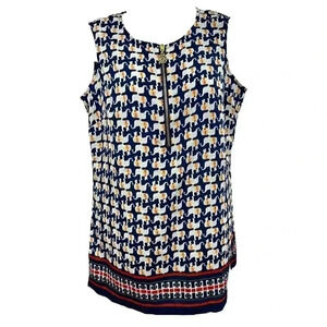 Anne Klein half zip tank with elephant print top women’s size small